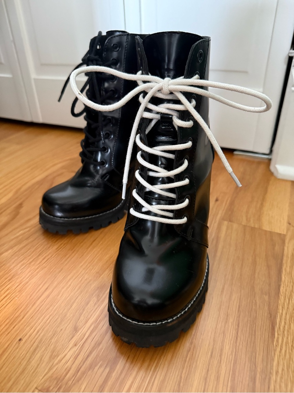 Jeffrey Campbell Legion Black Lace Up Heeled Boot